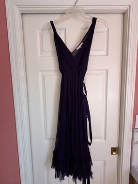 Sleeveless Deep V Neck chiffon Purple Maxi Dress - Rebecca Taylor